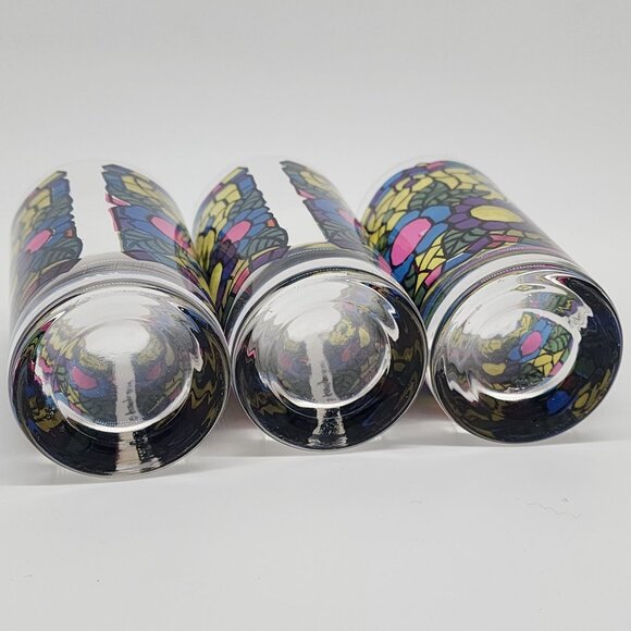 Georges Briard Stained Glass Style Drinking Glasses Tumblers VTG 5.5" Set of 3 - Picture 6 of 8